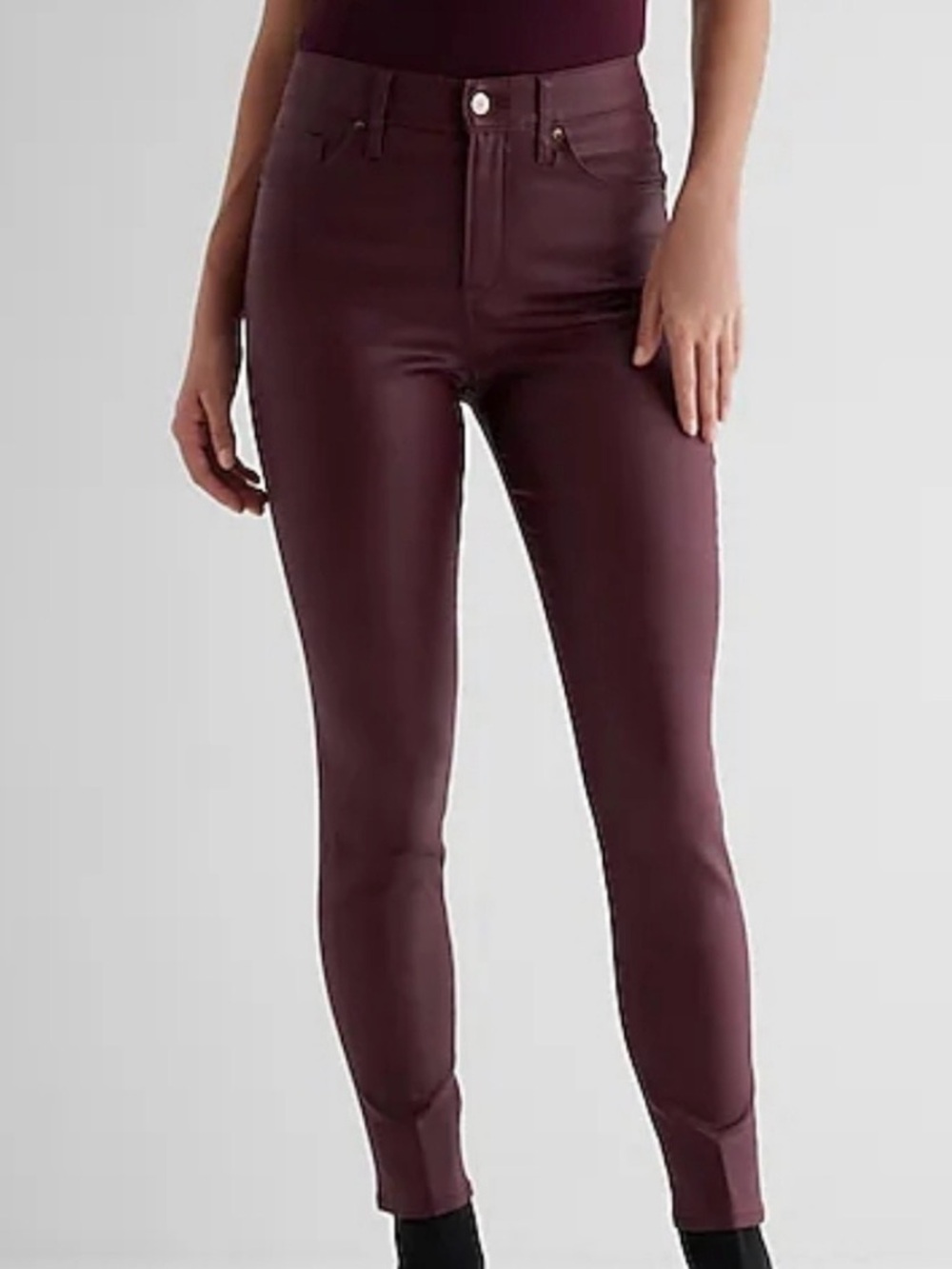 Express Skinny Mid Rise Coated Jeans